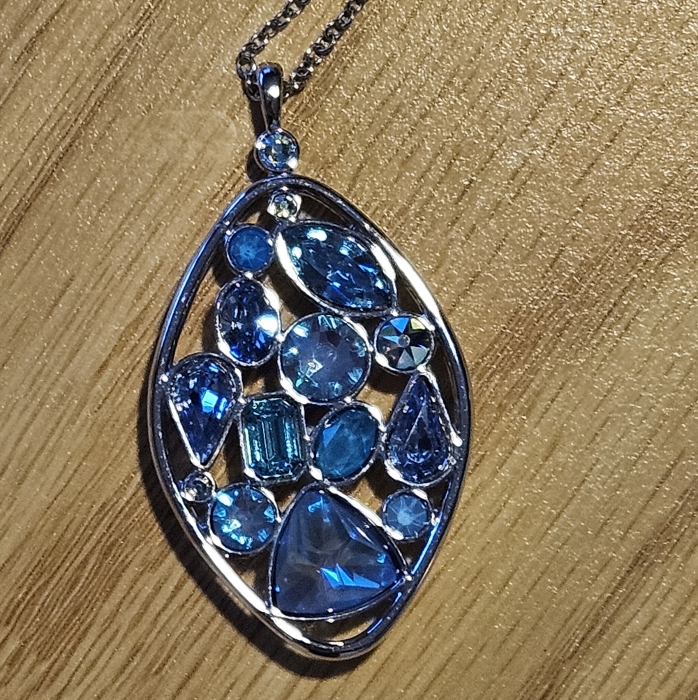 Touchstone Crystal By Swarovski Ocean Medley Blue Pendant Necklace